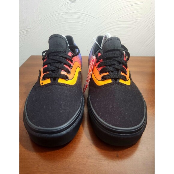 Vans Men's 500714 Authentic Refract Rainbow Skate Shoe Black Red Orange Size 11 - Picture 5 of 8